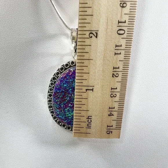 Titanium Druzy 925 Pendant & Earrings Set - Picture 11 of 15